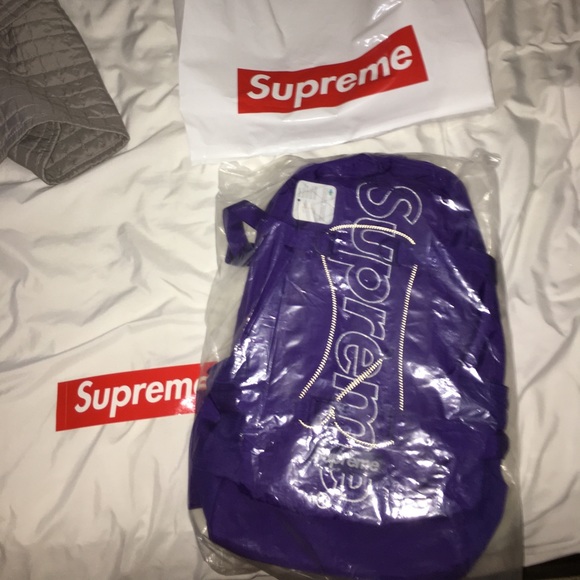 supreme fw18 purple backpack